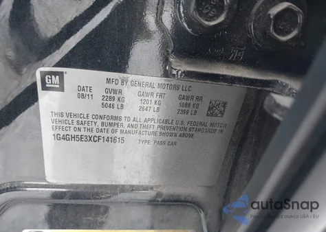 2012 Buick Lacrosse Premium 3 Group z USA, uszkodzony, nr VIN 1G4GH5E3XCF141615